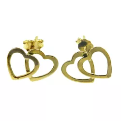 Brinco em Ouro 18k Coração Duplo Vazado - J18000636 - RDJ Joias