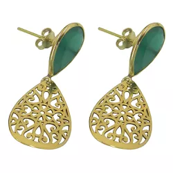 Brinco Gota Vazado em Ouro 18k com Zircônia Verde - J18000794 - RDJ Joias