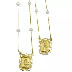 Escapulário em Ouro 18k Terço de Pérolas - J18000951 - RDJ Joias