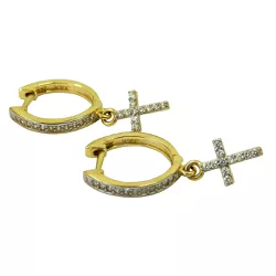 Argola com cruz pendurada em Ouro com Zircônias - J18001210 - RDJ Joias