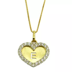 Pingente de Ouro 18k Coração com Letra Zircônias - J18001257 - RDJ Joias