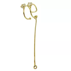 Piercing de Pressão em Ouro 18k Argola com Correntinha e Zircônia - J18200256 - RDJ Joias