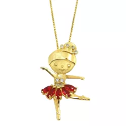 Pingente de Ouro 18k Bailarina com Zircônias 26mm - J18400702 - RDJ Joias