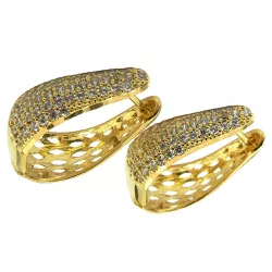 Argola em Ouro 18k Pavê cravejada com Zircônias - J18401023 - RDJ Joias