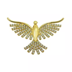Pingente em Ouro 18k Pomba do Divino Espírito Santo com Zircônias - J18401045 - RDJ Joias