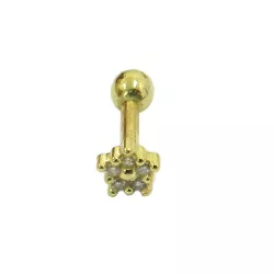 Piercing de Orelha em Ouro 18k Flor com Zircônias - J18900048 - RDJ Joias