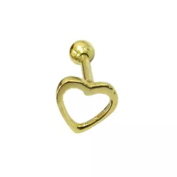 Piercing de Orelha em Ouro 18k Coração Vazado - J18900081 - RDJ Joias