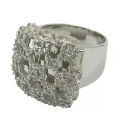  Anel em Ouro Branco 18k Quadrado com Brilhantes e Quartzo Rosa - JAR0001114-0 - RDJ Joias