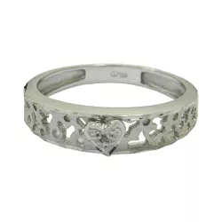  Anel em Ouro Branco 18k Vazado Coração com Brilhante - JAR000612-6 - RDJ Joias