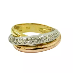 Anel em Ouro 18k 3 Tons cravejada com Brilhantes - JAR00071-5 - RDJ Joias