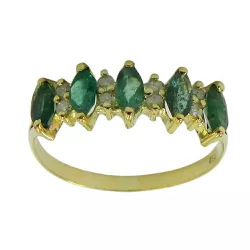 Anel em Ouro 18k com Brilhantes e Esmeraldas 6.0x3.0mm - JAR000721-7 - RDJ Joias