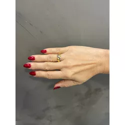 Anel em Ouro Branco e Amarelo 18k Maciço Ondulado 4,3g - JAR040624-2 - RDJ Joias