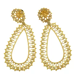 Brinco de Pendurar em Ouro 18k 750 Feminino com Brilhantes - JBR008129-2 - RDJ Joias