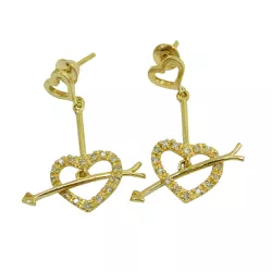 Brinco em Ouro 18k Cupido Flecha Coração 28.0mm - JBR050123-4 - RDJ Joias