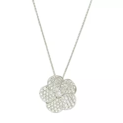 Gargantilha em Ouro 18k Branco Flor com Brilhantes 16mm - JGR010115-2 - RDJ Joias