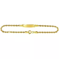 Pulseira Infantil Trancilin com Plaquinha em Ouro 18K - JP001521-8 - RDJ Joias