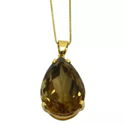 Pingente em Ouro 18k Gota Quartzo Fumê 28mm - JPGR002025-5 - RDJ Joias
