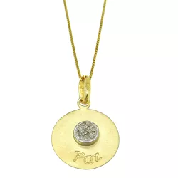 Pingente da Paz em ouro Maciço 13.0mm com 3 Brilhantes - JPGR032021-3 - RDJ Joias