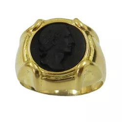 Anel Camafeu em Ouro 18K com Ônix - JRD0640108-4 - RDJ Joias