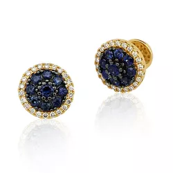 Brinco de Ouro 18K com Brilhantes e Safiras - 0232432502 - RDJ Joias