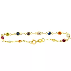 Pulseira infantil em Ouro com Padras Coloridas - J03800005 - RDJ Joias