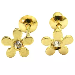 Brincos em ouro 18k Infantil com zircônia 0.5g 5.6mm - J00200226 - RDJ Joias