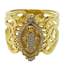 Anel de Nossa Senhora das Graças com Brilhantes - J07600444 - RDJ Joias