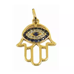 Pingente de Ouro Feminino Mão de Deus com Brilhantes e Safiras - J14500406 - RDJ Joias