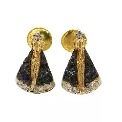 Brinco Nsa Senhora Aparecida de Ouro com Brilhantes - J02000307 - RDJ Joias