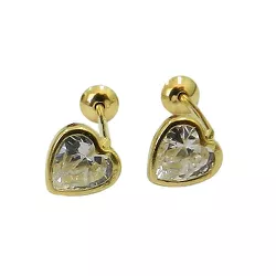 Brinco de Coração em Ouro com zircônia - J00200349 - RDJ Joias