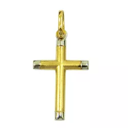 Pingente Cruz em Ouro Branco e Ouro Amarelo - J18000181 - RDJ Joias