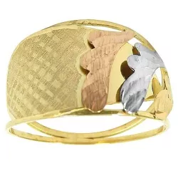 Anel Largo em ouro 18k 750 amarelo, Branco e Rose 12.7mm - J15301023 - RDJ Joias