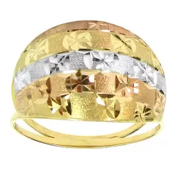 Anel em ouro Feminino Xadrez em Três Cores 13.5x3.5mm - J17300415 - RDJ Joias