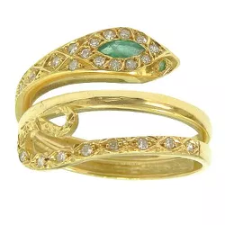 Anel de cobra em Ouro com Brilhantes e Esmeraldas - JRD06401051 - RDJ Joias