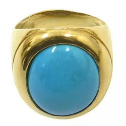 Anel de Ouro Feminino com Turquesa - JRD06401065 - RDJ Joias