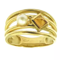 Anel de Ouro Feminino com Topázio e Pérola - JRD06401070 - RDJ Joias