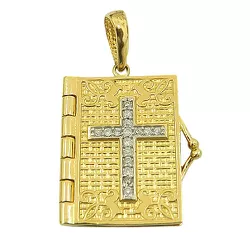 Pingente Bíblia O Senhor é o meu Pastor em Ouro 18K com 16 Brilhantes - J01501300 - RDJ Joias