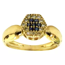 Anel Chuveirinho em Ouro 18K cravejado com Brilhantes e Safiras - J03300988 - RDJ Joias
