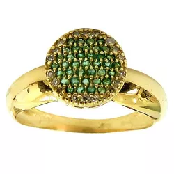 Anel Chuveiro de Ouro 18K com Brilhantes e Esmeraldas - J03301124 - RDJ Joias