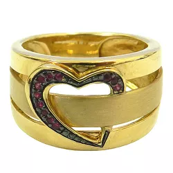 Anel Largo em Ouro 18k com Rubis Coração - J06102787 - RDJ Joias