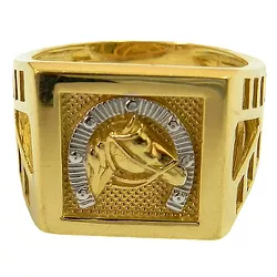 Anel Masculino Cavalo e Ferradura em Ouro 18K - J06103034 - RDJ Joias