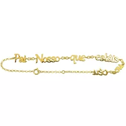Pulseira Pai Nosso em Ouro 18K com 5 Brilhantes - J06104005 - RDJ Joias