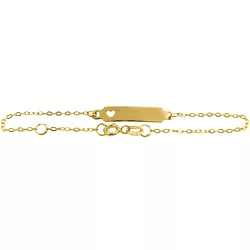 Pulseirinha de Ouro 18K com chapa e coração vazado - J06400167 - RDJ Joias