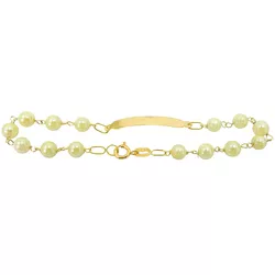 Pulseirinha Infantil de Plaquinha com Pérolas Ouro 18K - J11000071 - RDJ Joias