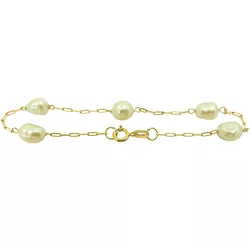 Pulseira Baby de ouro 18K com Pérolas Biwa 5mm - J11000209 - RDJ Joias