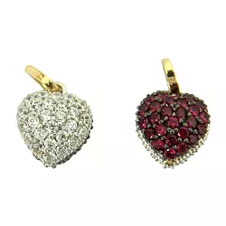 Pingente Coração Dupla Face em Ouro 18K com Zircônia - J12700901 - RDJ Joias