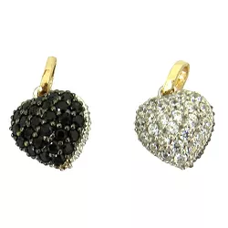 Lindo Pingente Dupla Face Coração em Ouro 18K com Zircônia - J12700901 - RDJ Joias