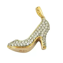 Pingente de Sapato Alto em Ouro 18K cravejado com Zircônia - J12701505 - RDJ Joias