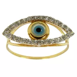 Anel Feminino Olho Grego de Ouro 18K com Zircônia - J12701650 - RDJ Joias