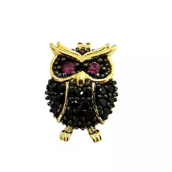 Pingente Coruja de Ouro 18K com Safiras e Rubis - J12800573 - RDJ Joias